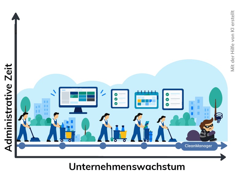 CleanManager hilft Reinigungsunternehmen, den Verwaltungsaufwand trotz Unternehmenswachstum gering zu halten.