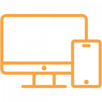 Symbol eines Computerbildschirms und eines Smartphones, das Social Media als Werbemethode darstellt.