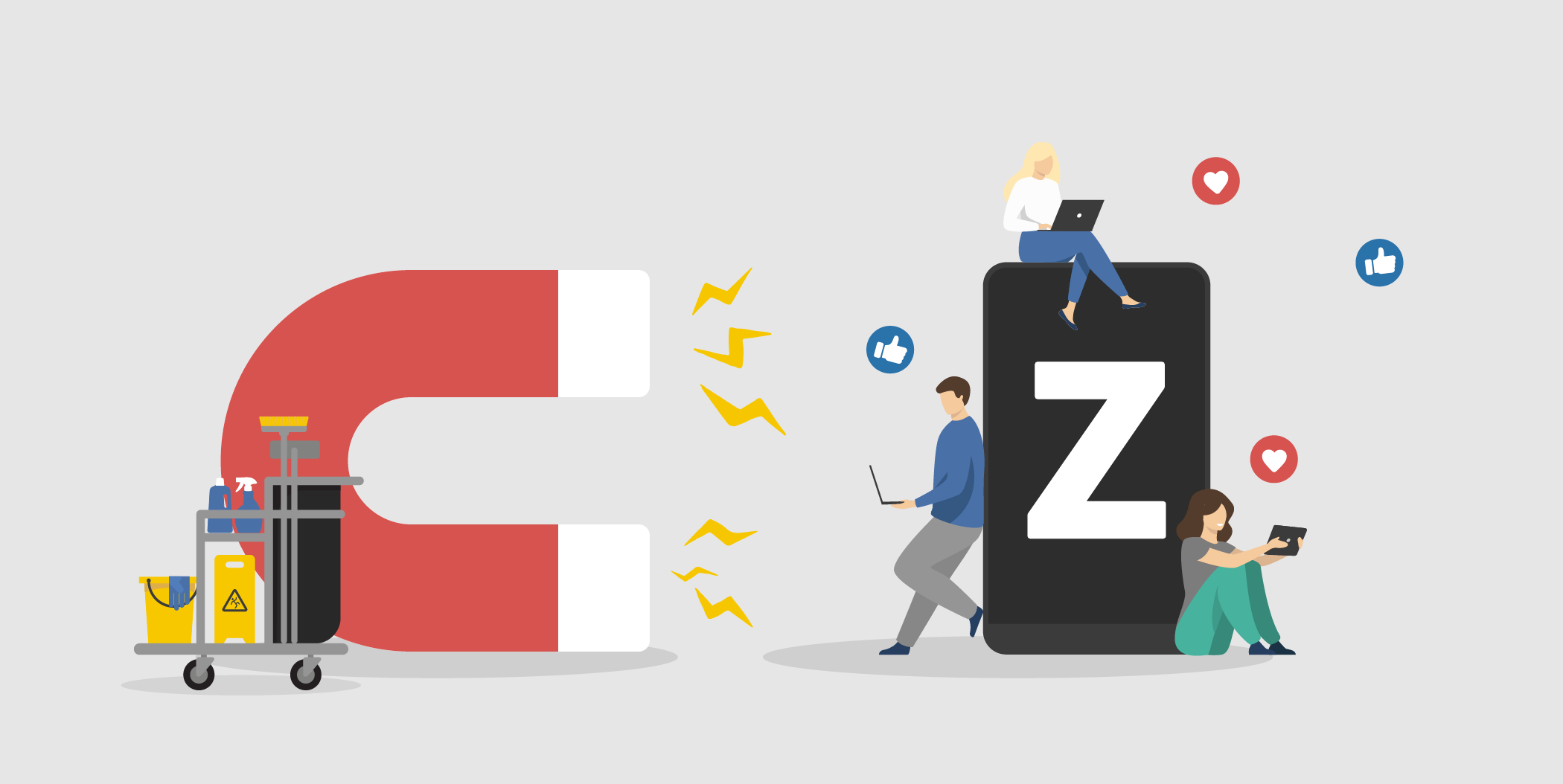 Großer Magnet, der junge Menschen anzieht